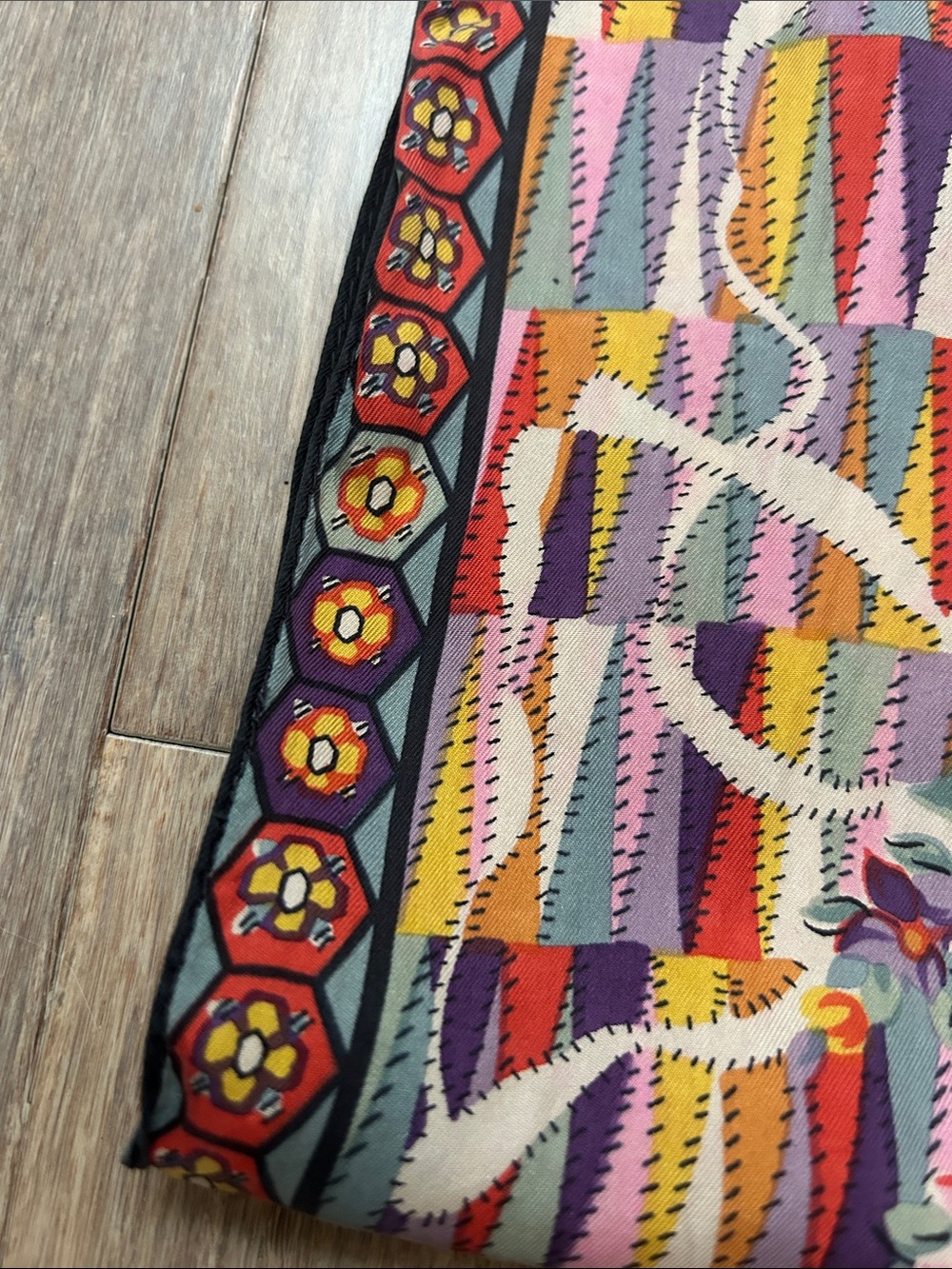 VTG Silk Liberty of London Made In England Vibrant Floral Fan Print Long Scarf - Picture 11 of 16